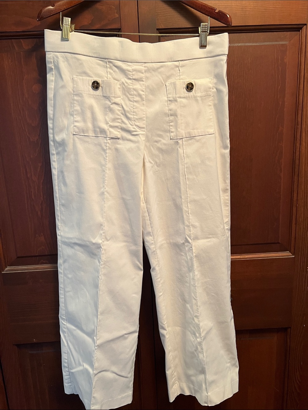 Counterparts Cream Wide Leg Pants with Front Patch Pockets